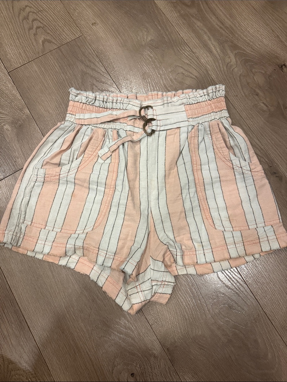 Free people Striped Pink  & White Paperbag Waist Women’s Shorts